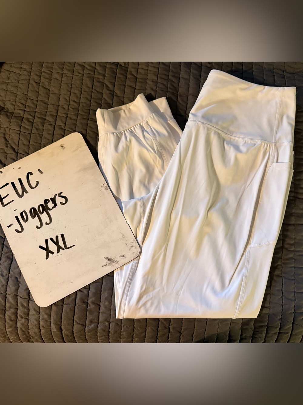 Women's White Track Joggers - Comfortable High-Waist Active Pants